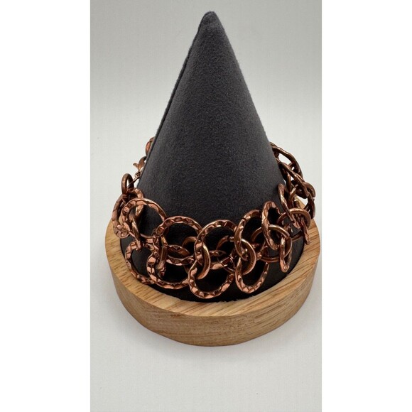 Celtic Solid Copper Chunky Wide Rings Bracelet Double Strand Hammered Jewelry - Picture 2 of 5
